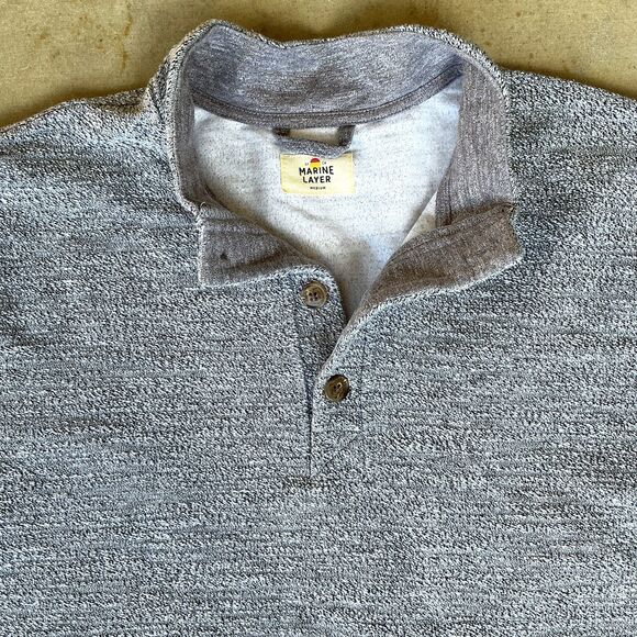 Marine Layer Salt and Pepper Clayton Textured Pullover Mens sz M Organic Cotton - Picture 5 of 11